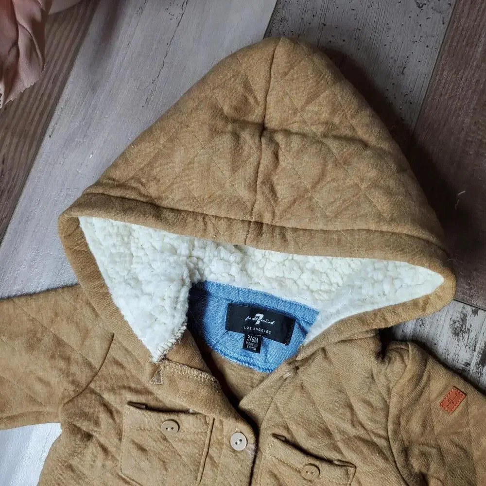 7 for all mankind Los Angeles Quilted Baby Bunting Snowsuit Size 3/6 Months - Picture 9 of 14